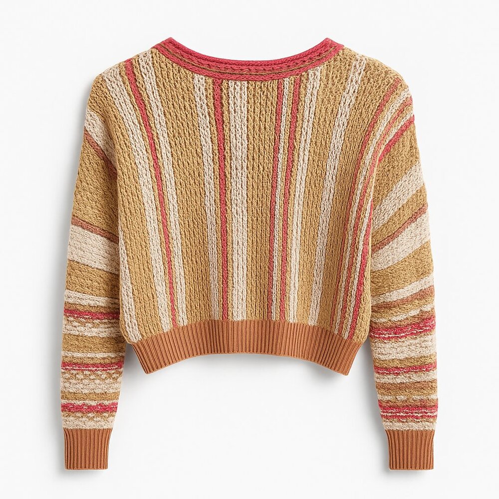 Free People Multicolor Textured Knit Sweater – Size S – Boho Chic