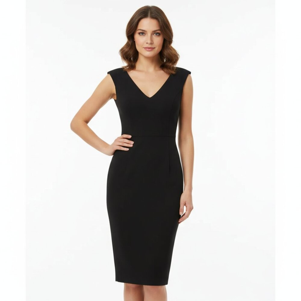Maggy London Black V-Neck Sleeveless Sheath Dress