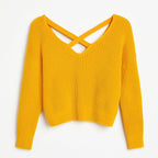 H&M Mustard Yellow Criss-Cross Back Knit Sweater — Size Medium (M)