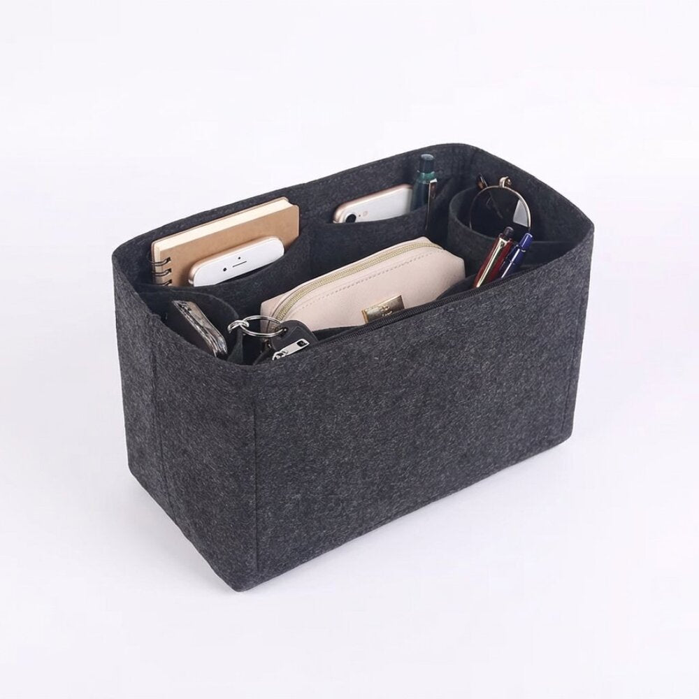 Dark Grey Multi-Pocket Felt Handbag Organizer