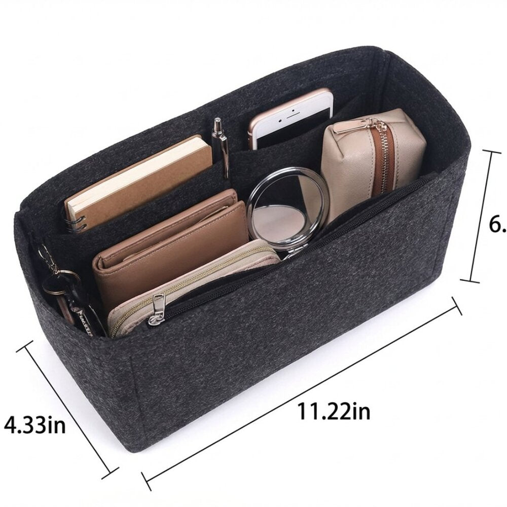 Dark Grey Multi-Pocket Felt Handbag Organizer