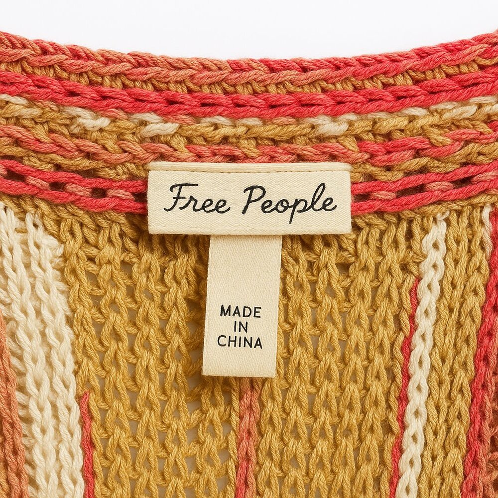 Free People Multicolor Textured Knit Sweater – Size S – Boho Chic
