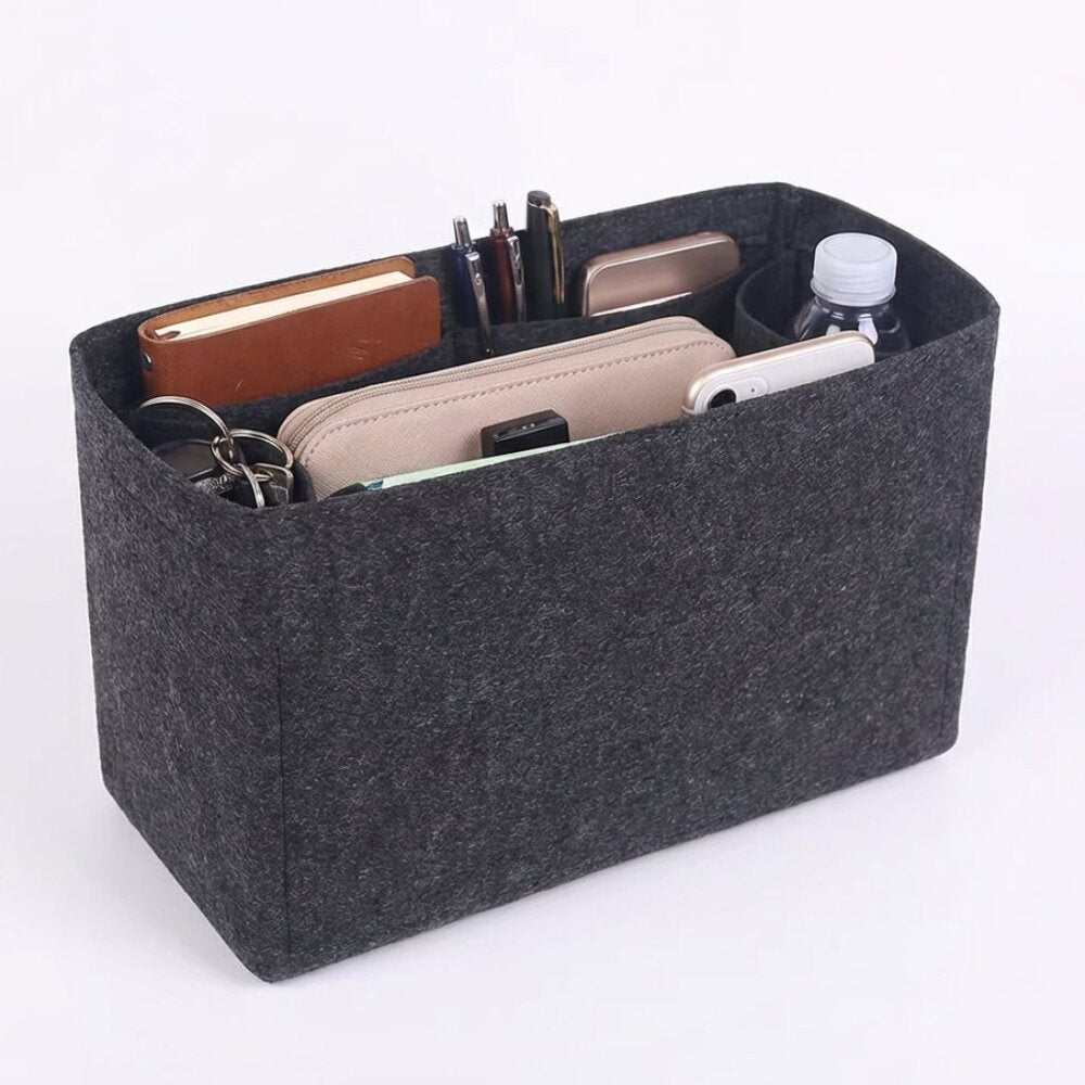 Dark Grey Multi-Pocket Felt Handbag Organizer