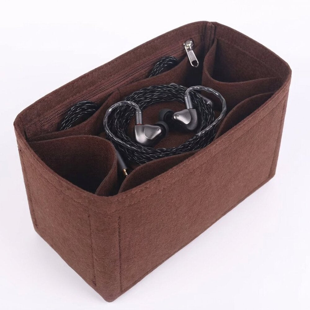 Coffee Multi-Pocket Felt Handbag Organizer