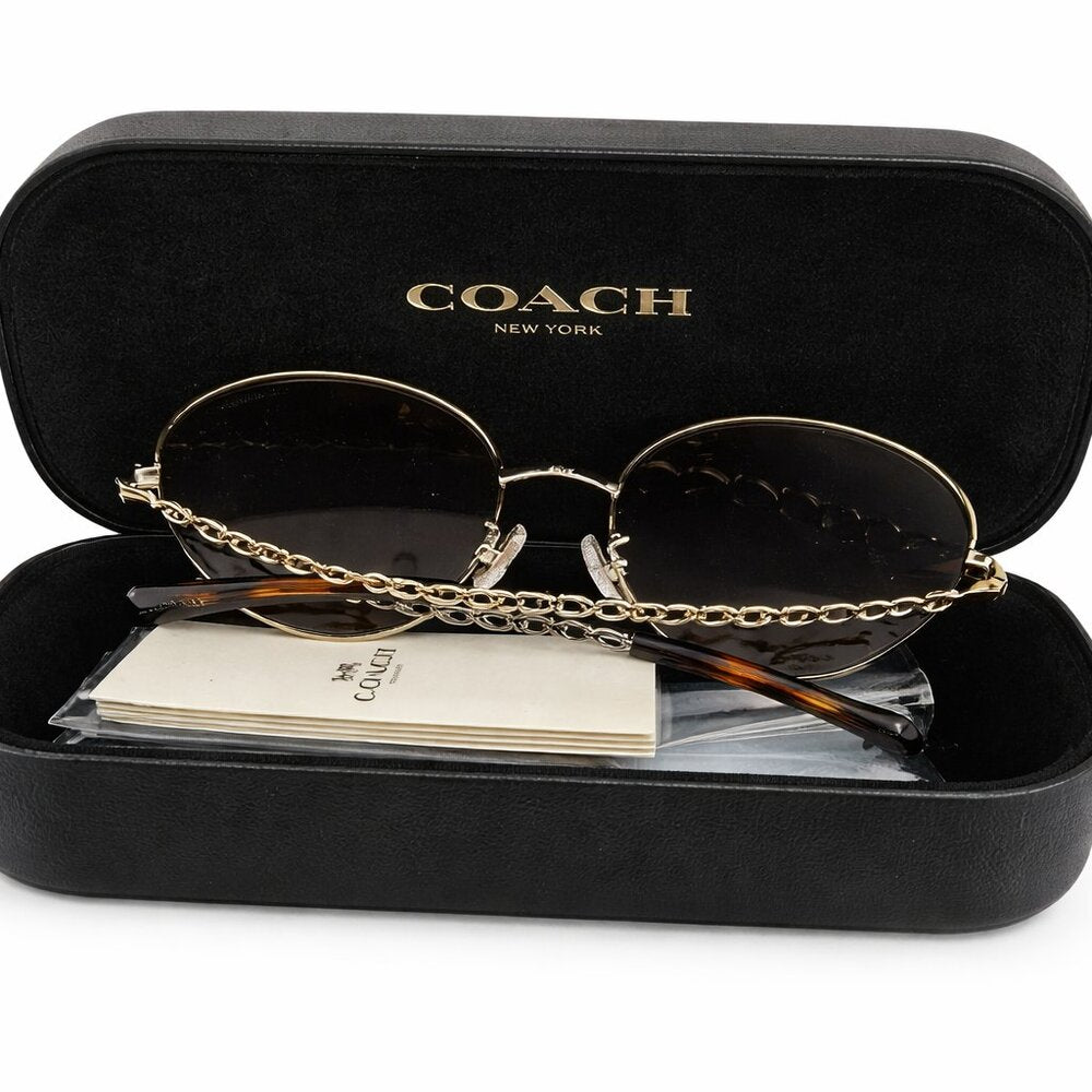 COACH Sunglasses – Light Gold Frame / Brown Gradient Lenses