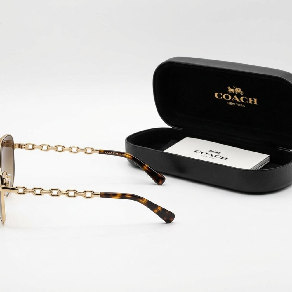 COACH Sunglasses – Light Gold Frame / Brown Gradient Lenses