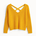 H&M Mustard Yellow Criss-Cross Back Knit Sweater — Size Medium (M)