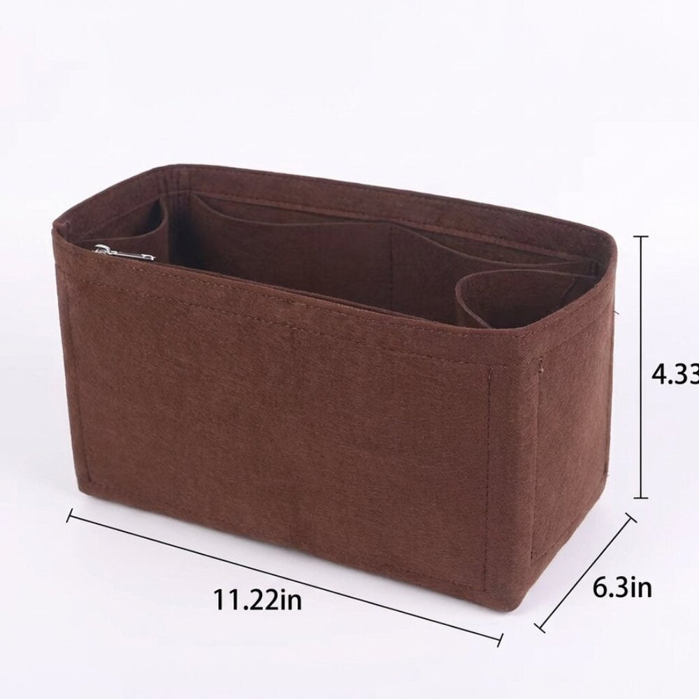 Coffee Multi-Pocket Felt Handbag Organizer