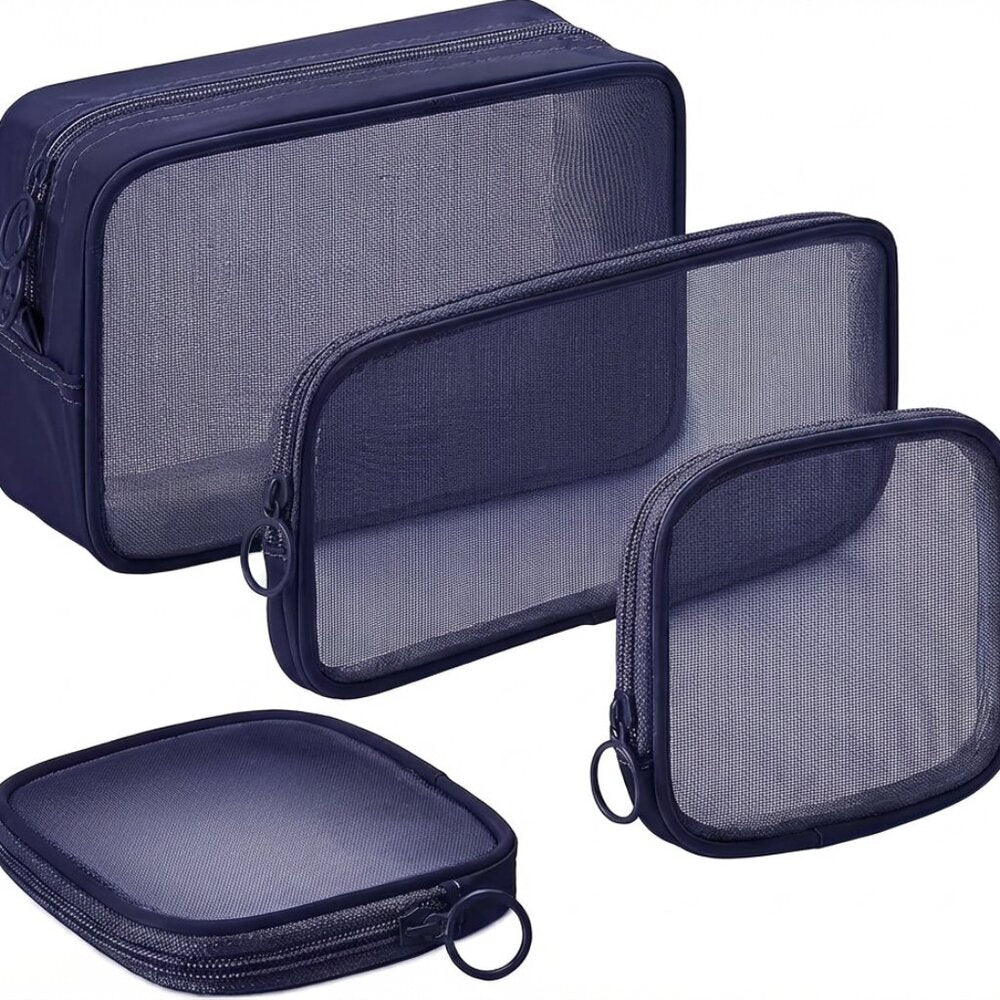 4pcs Travel Transparent Mesh Cosmetic Bag Set