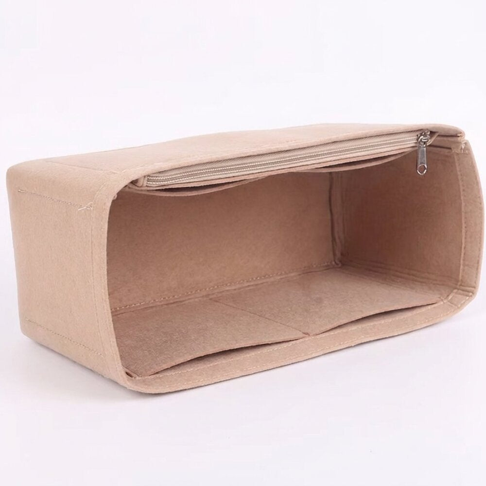 Beige Multi-Pocket Felt Handbag Organizer