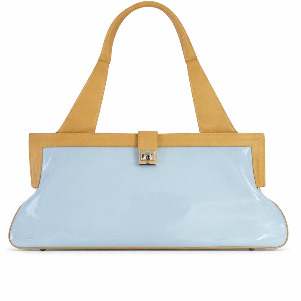 Two-Tone Patent Leather Shoulder Bag Handbag