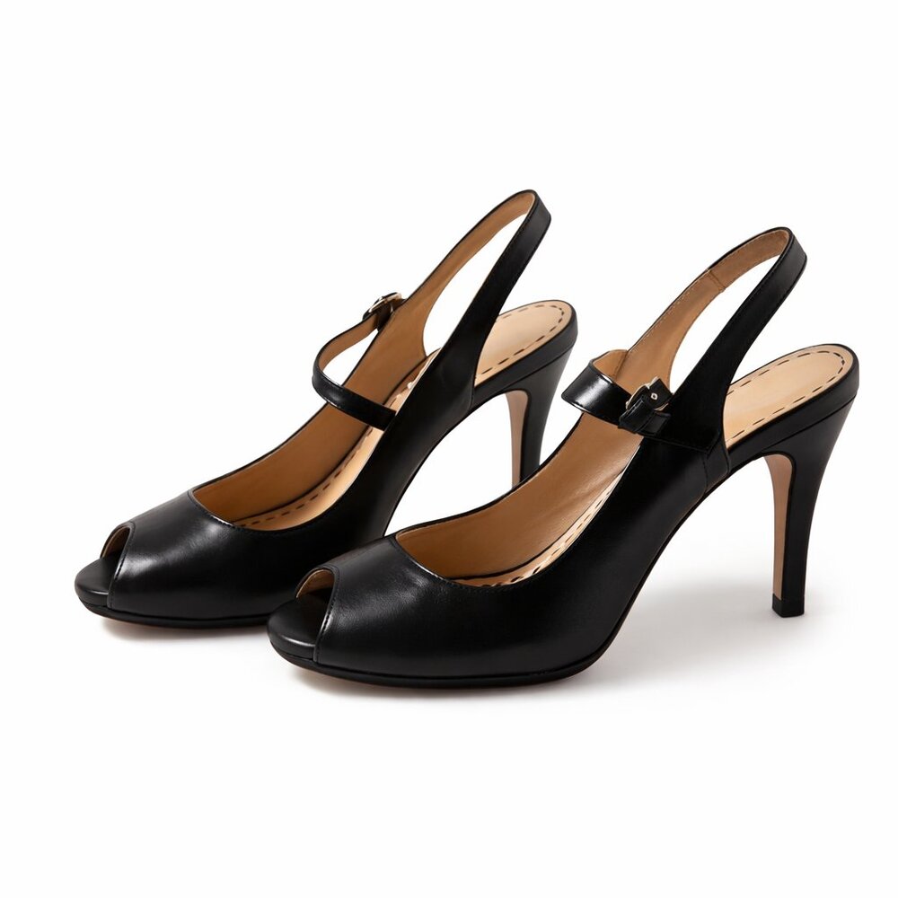 Enzo Angiolini Black Peep-Toe Heels