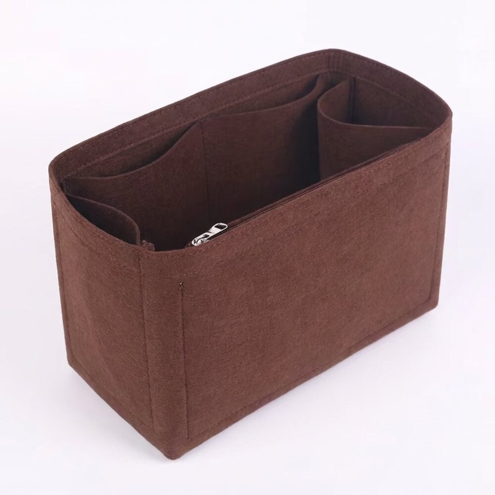 Coffee Multi-Pocket Felt Handbag Organizer