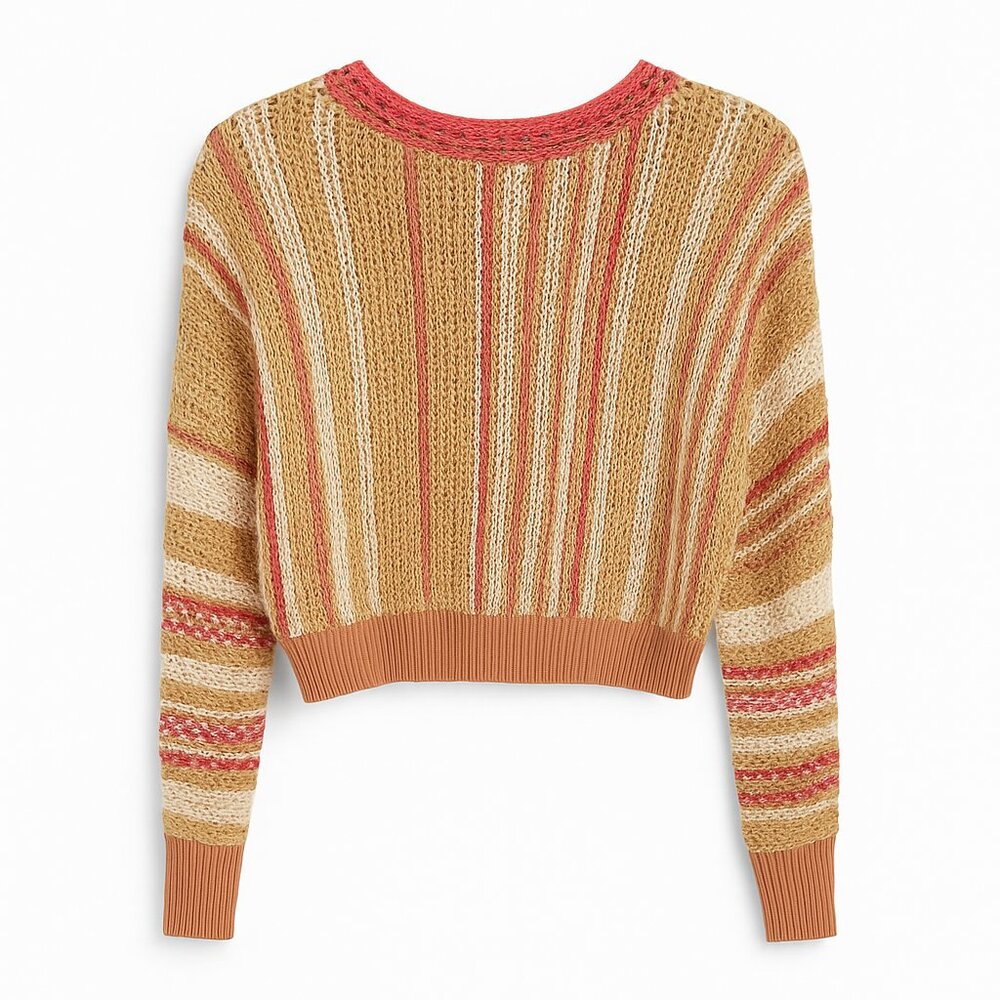 Free People Multicolor Textured Knit Sweater – Size S – Boho Chic