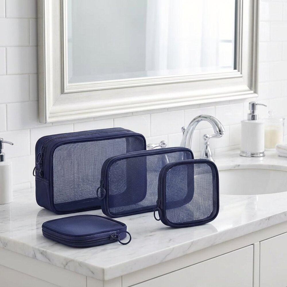 4pcs Travel Transparent Mesh Cosmetic Bag Set