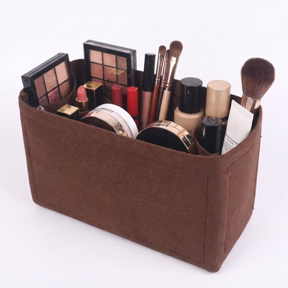 Coffee Multi-Pocket Felt Handbag Organizer
