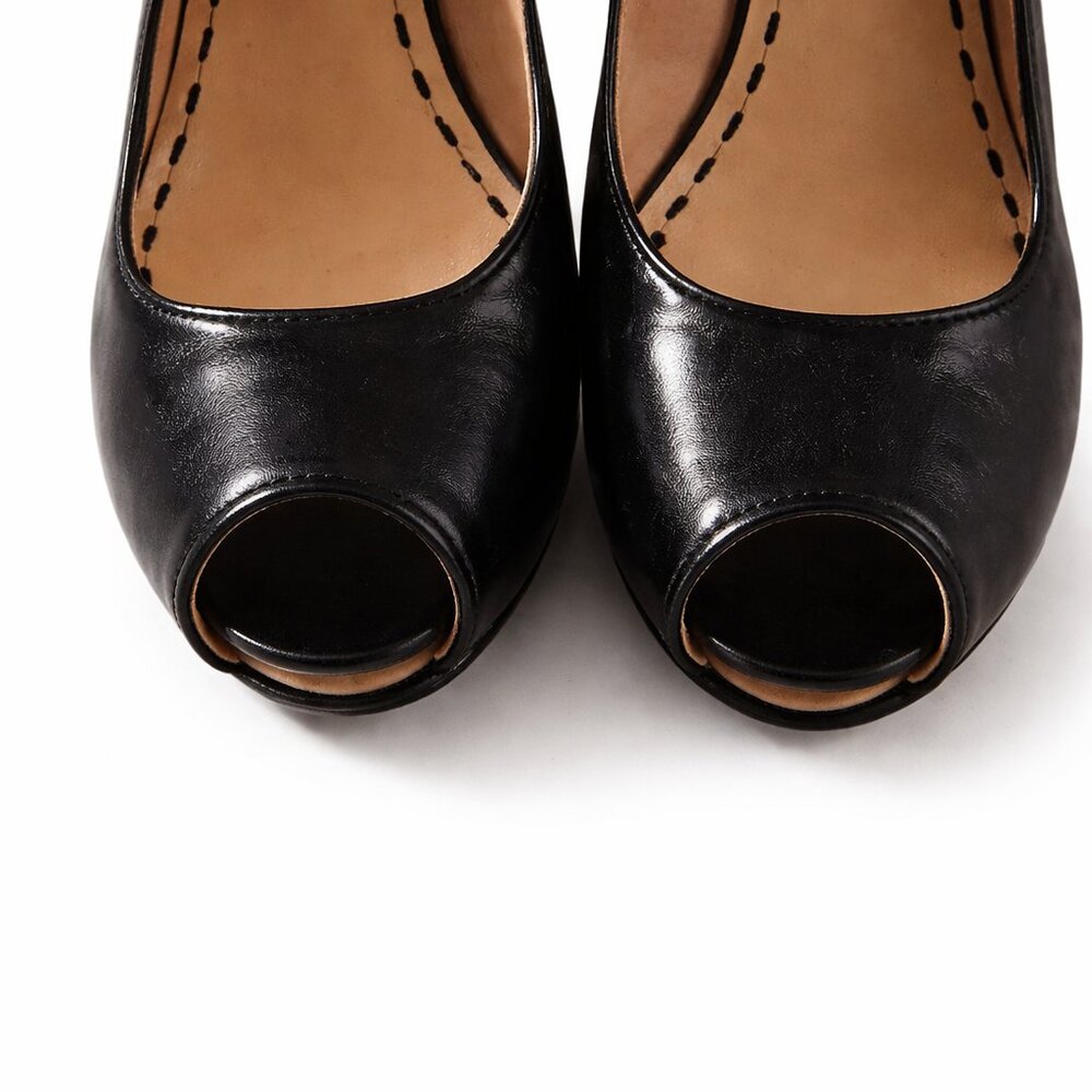 Enzo Angiolini Black Peep-Toe Heels