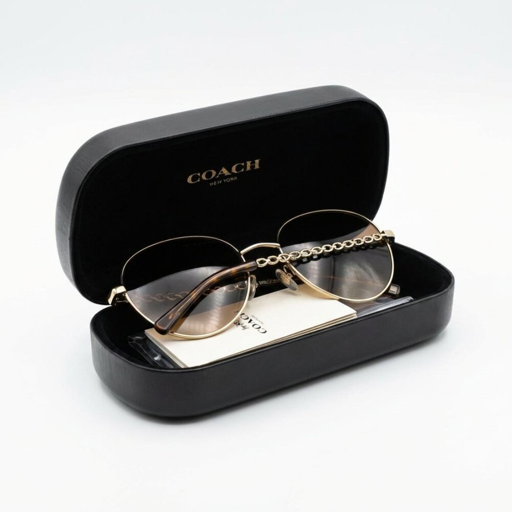 COACH Sunglasses – Light Gold Frame / Brown Gradient Lenses