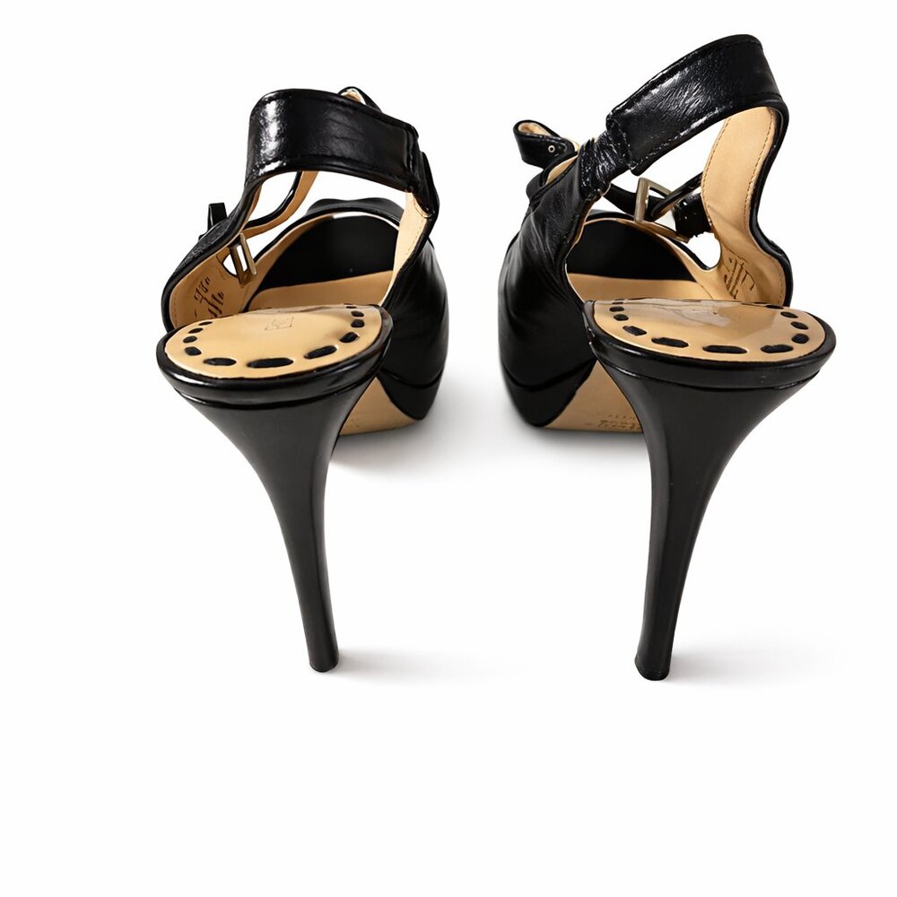 Enzo Angiolini Black Peep-Toe Heels