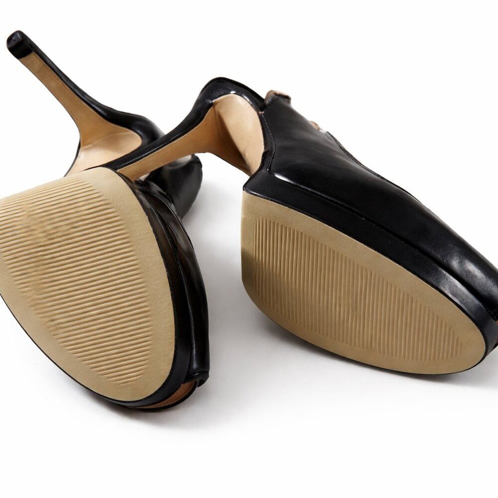 Enzo Angiolini Black Peep-Toe Heels