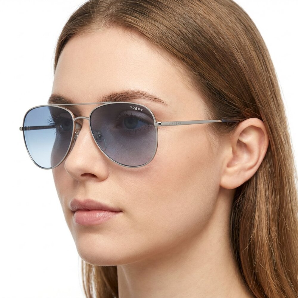 Vogue Gold-Grey Aviator Sunglasses